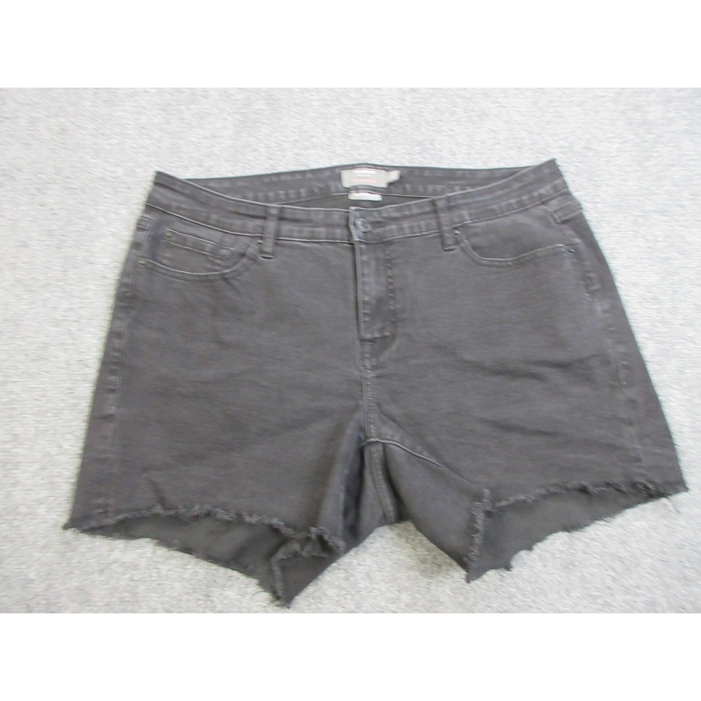 Torrid Cut-Off Denim Shorts Womens 14 Black Mid Rise Raw Hem Stretch Plus